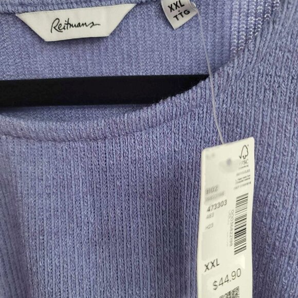 Reitmans XXL BNWT Purple knit sweater with gathered tie sides - Picture 3 of 7